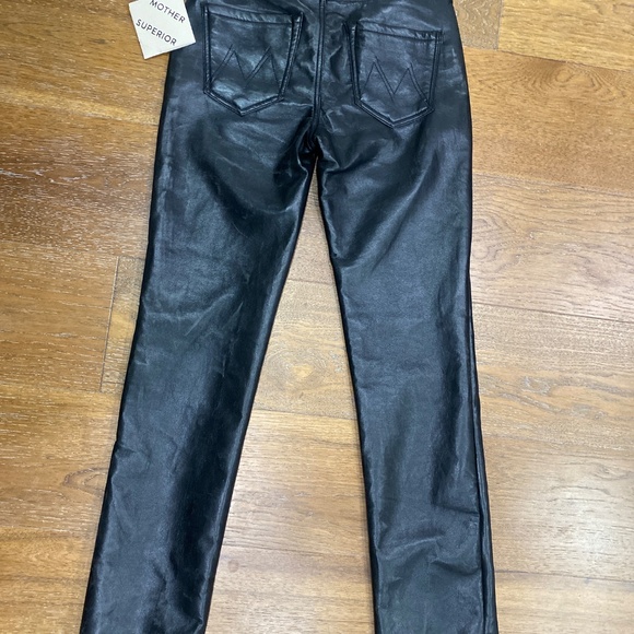 MOTHER Smarty Pants Skimp Black Leather - Picture 3 of 4